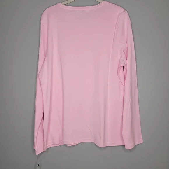 Talbots Tee Shirt Womens Size XL Baby Pink 100% Pima Cotton L/S Crew Neck Top - Picture 4 of 9
